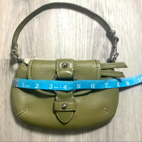 Banana Republic Olive Grass Green Leather Wristlet Clutch Mini Purse - Picture 5 of 14